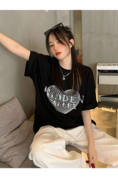 NOFLEN Μαύρο μπλουζάκι Oversize Hidden Valley Printed