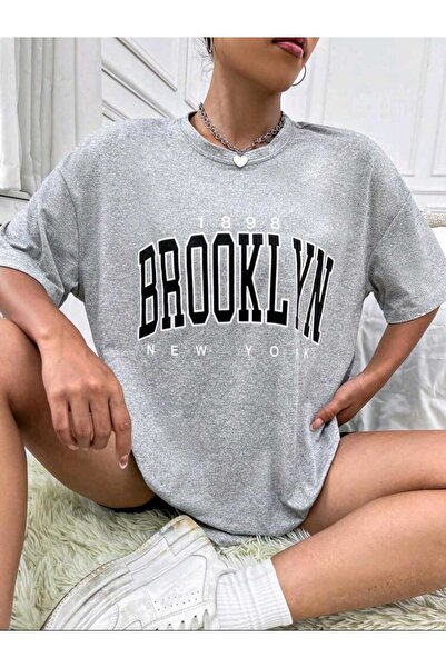 NOFLEN Γυναικείο μπλουζάκι Brooklyn Printed Oversize Casual White T-shirt Uni...