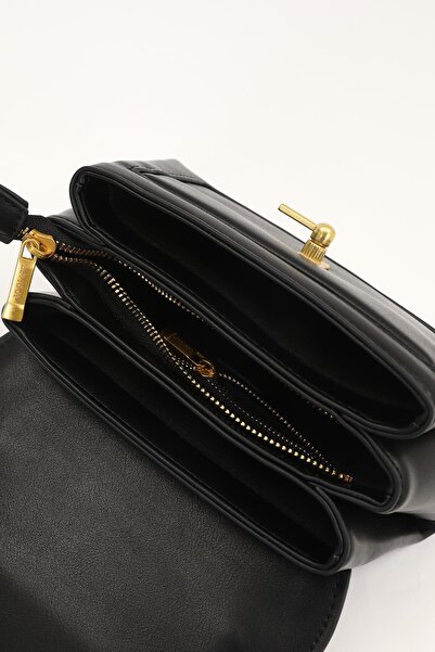 Levidor Siyah Kilit Çevirmeli Omuz Çantası