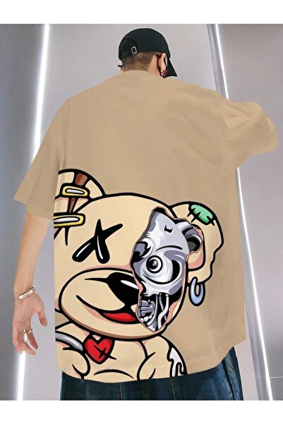 NOFLEN Ανδρικό μπλουζάκι Crazy Bear Printed Oversize Casual Boyfirend