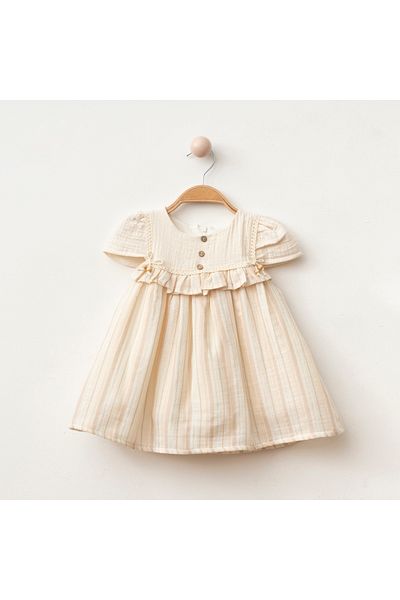 Lumia Baby Glitter Detailed Buttoned Baby Girl Dress