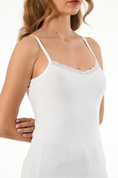 Mfö Life İç Giyim 6-Piece Women's Lycra V-Neck Lace Tank Top Set Cotton