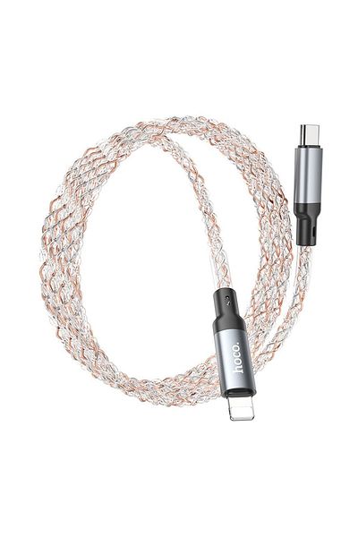 REDz Accessories Hoco Usb Type-c To Lightning Cable, Multicolor Lighting, Pd 20w, U112, 1m, Gray