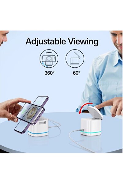 REDz Accessories Βάση φόρτισης 3 σε 1, MagSafe, πολύχρωμο φως, 15W, ασύρματη, λευκό