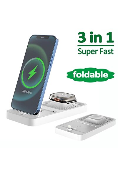 REDz Accessories Βάση Πολλαπλής Φόρτισης, Φόρτιση 3 σε 1, για Apple, 15W, Lightning + Ασύρματη, Λευκή