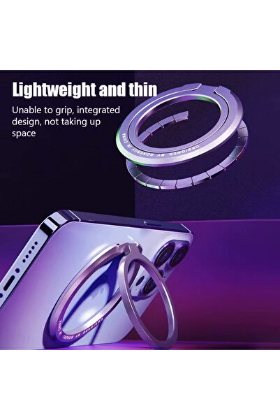 REDz Accessories Βάση δαχτυλιδιού Magsafe, Ultra Grip, Περιστρεφόμενη και ρυθμιζόμενη, Ισχυροί μαγνήτες, Μεταλλική, Μωβ