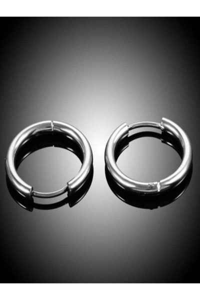 MAZEN 316l Paslanmaz Kararmaz Cerrahi Çelik 8mm Unisex Halka Küpe (GÜMÜŞ RENK)