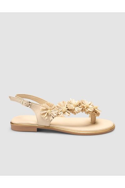 Cabani 100% Genuine Leather Beige Women's Sandals