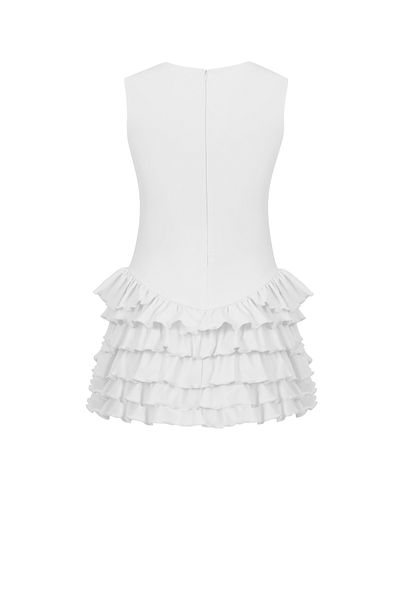 La Sarta Sardinia Halter Neck Ruffle Shorts White Dress