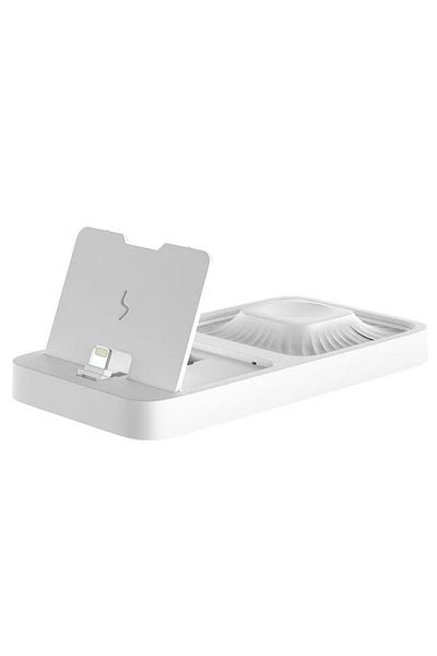 REDz Accessories Multi Charge Stand, 3 In 1 Charging, For Apple, 15w, Lightning Wireless, White