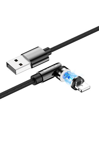 REDz Accessories Cablu de încărcare rapidă, 2.1A, mufă mobilă 360 și 180 de grade, conector magnetic pentru iPhone, 1m, negru