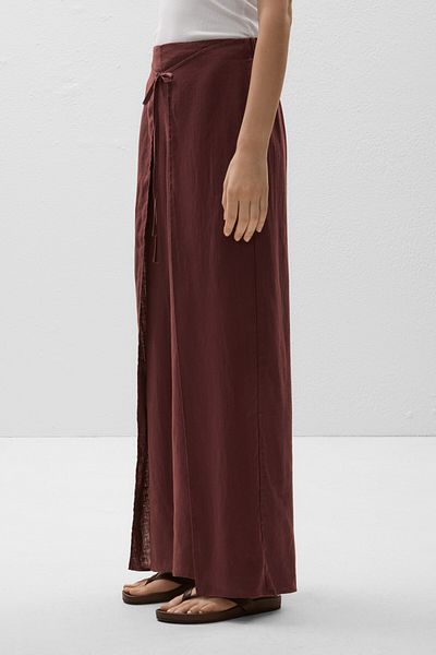 Oysho 100% Linen Layered Straight-leg Trousers