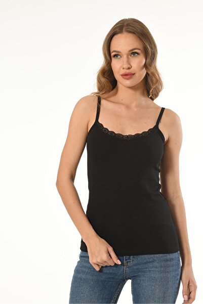 Mfö Life İç Giyim 6-Piece Women's Lycra V-Neck Lace Tank Top Set Cotton