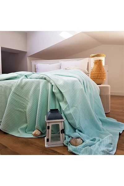 Kotonia Home - Pique Duvet Cover, 220x240 Cm, 100% Cotton, Aqua