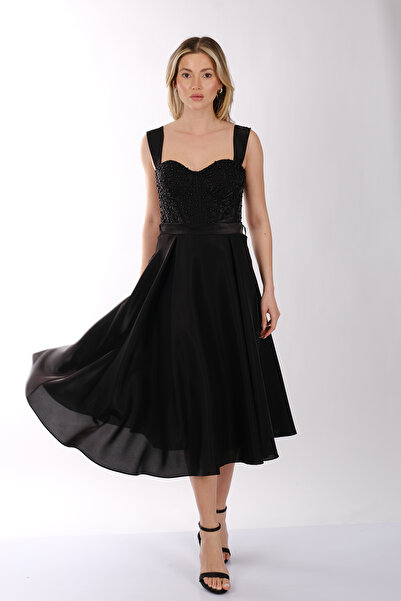 ANKYRA Kadın İnci Taşlı Tüllü Kısa Abiye Elbise 25YANK3204