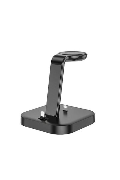 REDz Accessories 3 In 1 Charging Stand For Desk, Lightning Plug And Wireless Charging, Hoco Cw43, Black