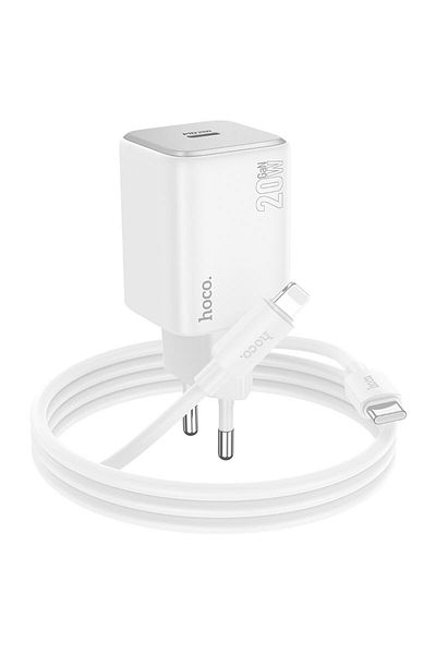 REDz Accessories Charger Set Compatible With Iphone, Hoco N40, Lightning Cable Adapter, Fast Charging 20w, White