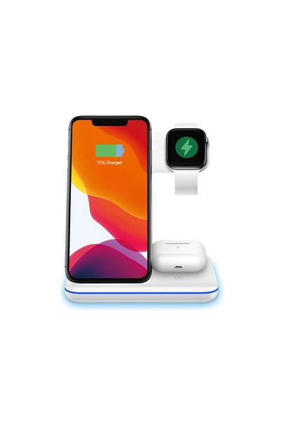 REDz Accessories 4 In 1 Desk Stand, Wireless Charging, 30w, Light, White