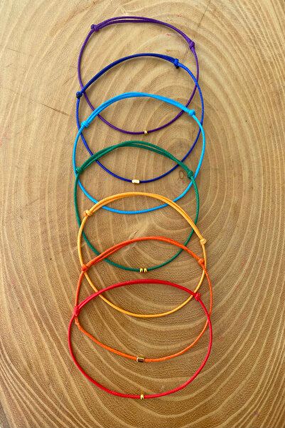 Shepidi 7 renk kore ip çakra renklerinde kaydırmalı kilit örgü halhal