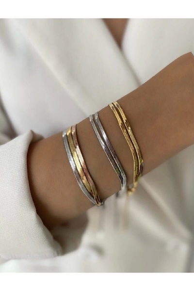 Cns Accessories Italyan Zincir 3lü Kombin Çelik Bileklik