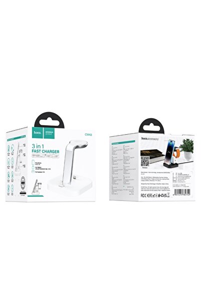 REDz Accessories Βάση φόρτισης 3 σε 1 για γραφείο, βύσμα Lightning και ασύρματη φόρτιση, Hoco CW43, Λευκό