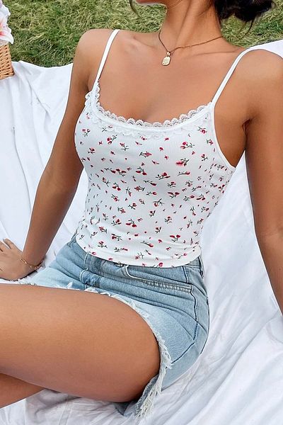 Merry See Μπλούζα Crop Top με λουλουδάτο σχέδιο