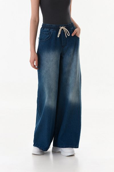 Fulla Moda Jean Palazzo cu aspect vintage cu cravată în talie