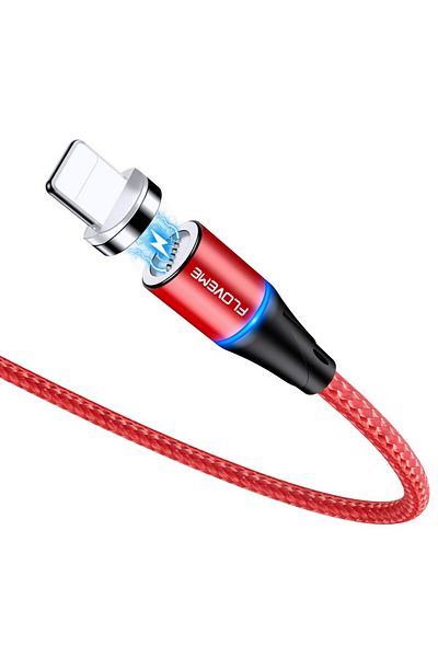 REDz Accessories Data and fast charging cable 3A, Lightning Apple magnetic connector, 360 degree rotation, LED