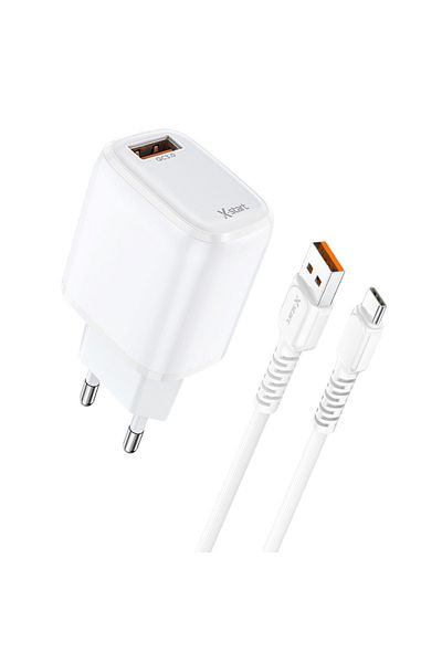 REDz Accessories X-Start CDQ064C Adapter Set and Type-C Cable, for iPhone 15/16 and Android, Fast Charging 25W, White
