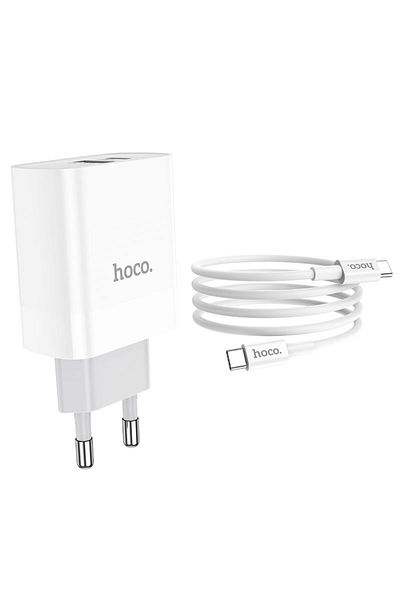 REDz Accessories Charger Set For 15/16 And Android, Hoco C80a Adapter, Type-c Usb Port, Fast Charging 20w, White