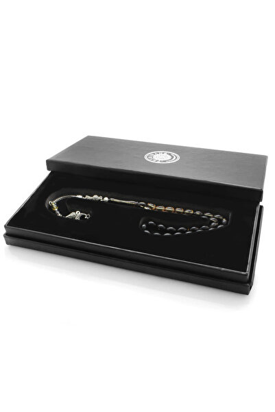 Tesbihane Ayyıldız Metal Tassel Barley Cut Бяло-черно огън кехлибар молитвени броеници