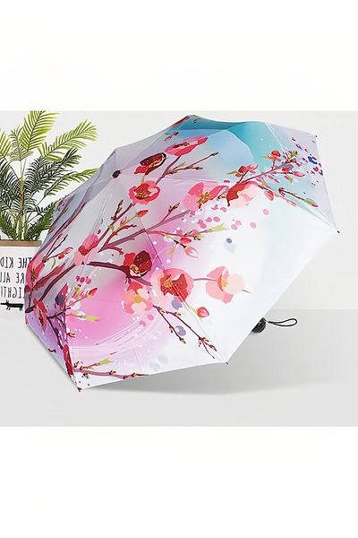 fulina Portable foldable colorful art umbrella,8 ribs,3D painting pattern,UV protection,for outdoor travel