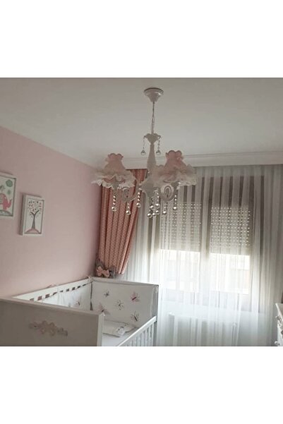 LULUAVİZEM Luluavizem Patentli Özel Tasarım 3 Kollu Ithal Dantelli, Elde Yıkanabilir Başlık Döküm Avize