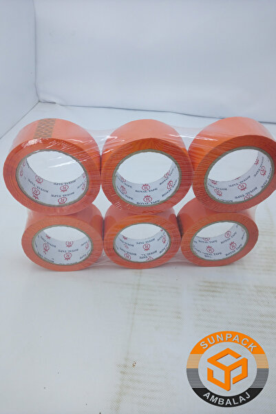 sunpack ambalaj Royal Tape Turuncu Koli Bandı 45mm x 100m (6 Adet) - Güçlü Yapışkanlı Koli Bandı