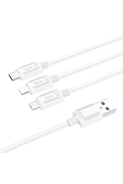 REDz Accessories 3-head Usb Type-c & Lightning & Microusb Cable, Hoco X74, 1m, White