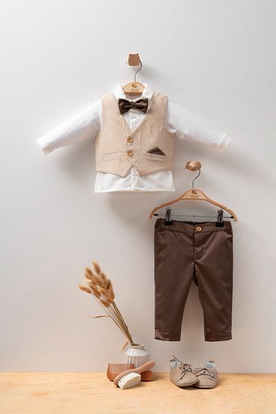 Cassiope 4 Piece Invitation Special Occasion Eid Baby Boy Suit with Vest and Bow Tie