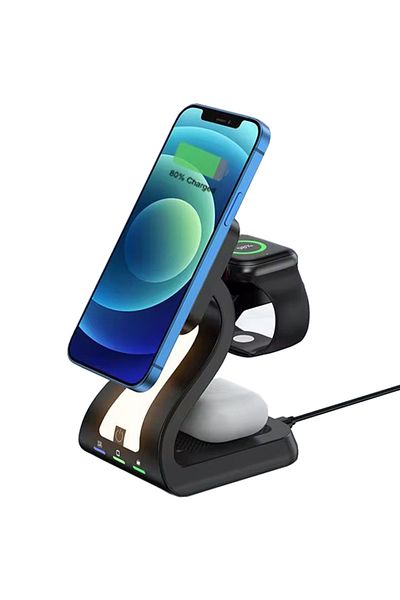 REDz Accessories 3 in 1 Magnetic Holder with Lamp, 15W Wireless Charging, Model G-A31, Black