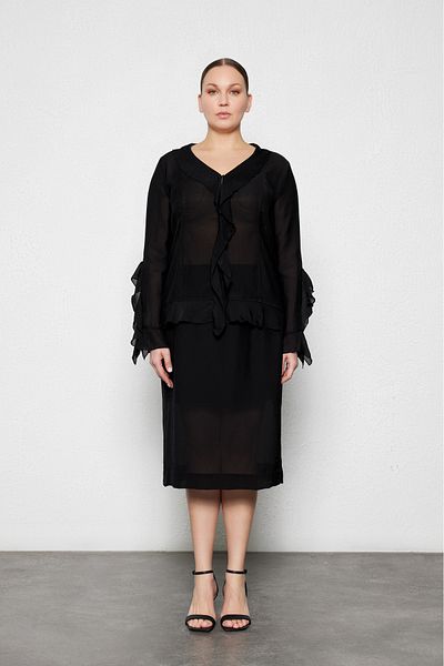 LUOKK Alleia Oversize Semi Transparent Blouse Black