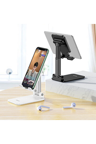 REDz Accessories Βάση γραφείου Hoco PH29A, για τηλέφωνο και tablet, ρυθμιζόμενη 120 μοίρες, προστασία σιλικόνης, λευκό