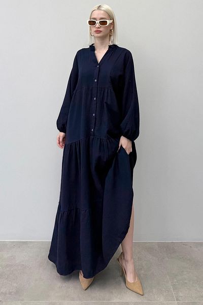 Madmext Μακρυμάνικο φόρεμα με κουμπιά Navy Blue Mg2433