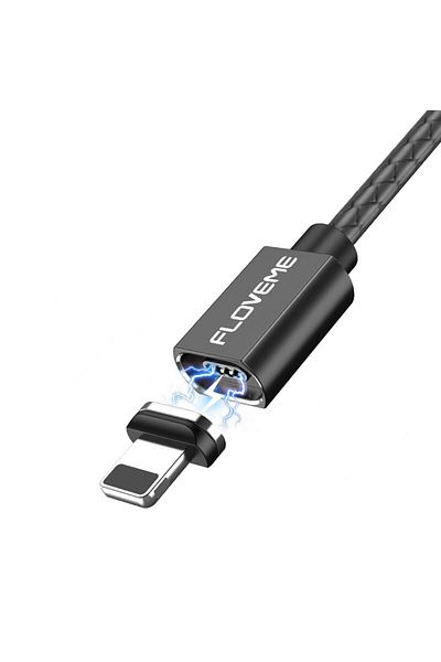 REDz Accessories Data and fast charging cable, 3A, magnetic connector for iPhone, 1m, black, durable, Floveme