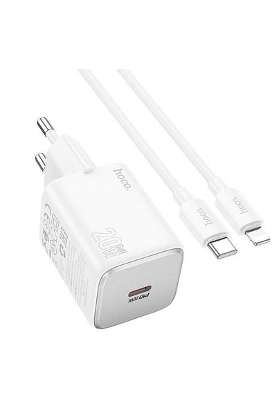 REDz Accessories Charger Set Compatible With Iphone, Hoco N40, Lightning Cable Adapter, Fast Charging 20w, White
