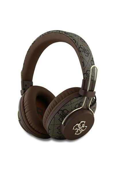 Guess Căști wireless, logo metalic 4g, Bluetooth 5.3, carcasă, USB C, piele ecologică, 300mah, maro