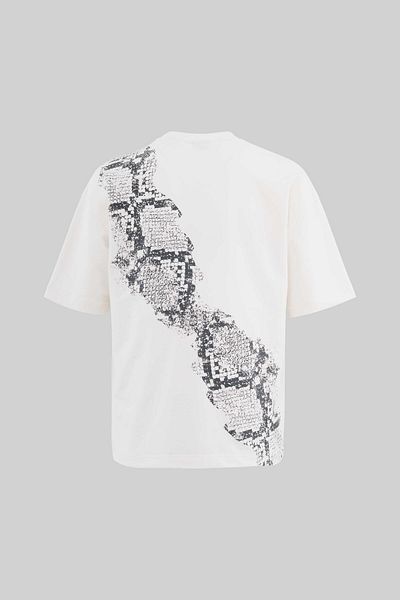 Machinist Men's Crocodile Printed Oversize Ecru T-Shirt