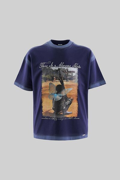 Machinist Men's Kid with the Gun Oversize Navy Blue T-Shirt