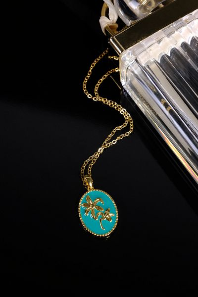 Zalifra Vintage Series, Elegant and Fashionable Lilyum Flower Model, Plate Steel Necklace