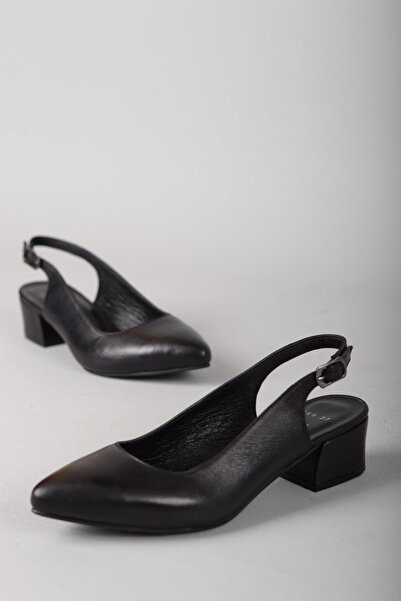 SEÇ KUNDURA SEÇ 789 PANTOF DE DAMĂ CU TACĂT DE PIELE AUTENTICĂ (4,5 cm) NEGRU