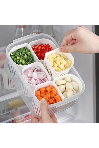 COOYA Divided refrigerator storage box with lid,for refrigerator production beans and fruits organization