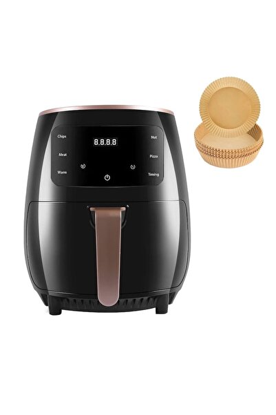 YBOSHOP Friteuza cu aer cald 6 L, 2400 W, 8 programe, touch screen, afisaj di...