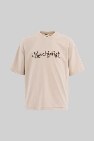 Machinist Men's Mud Technical Printed Oversize Soft Beige T-Shirt